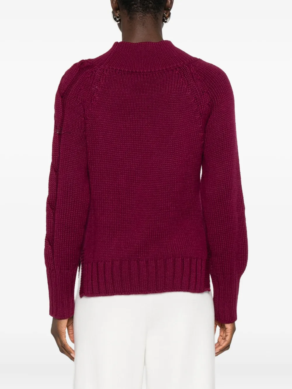 Intrecci Cable-knit Crew-neck Sweater In Red