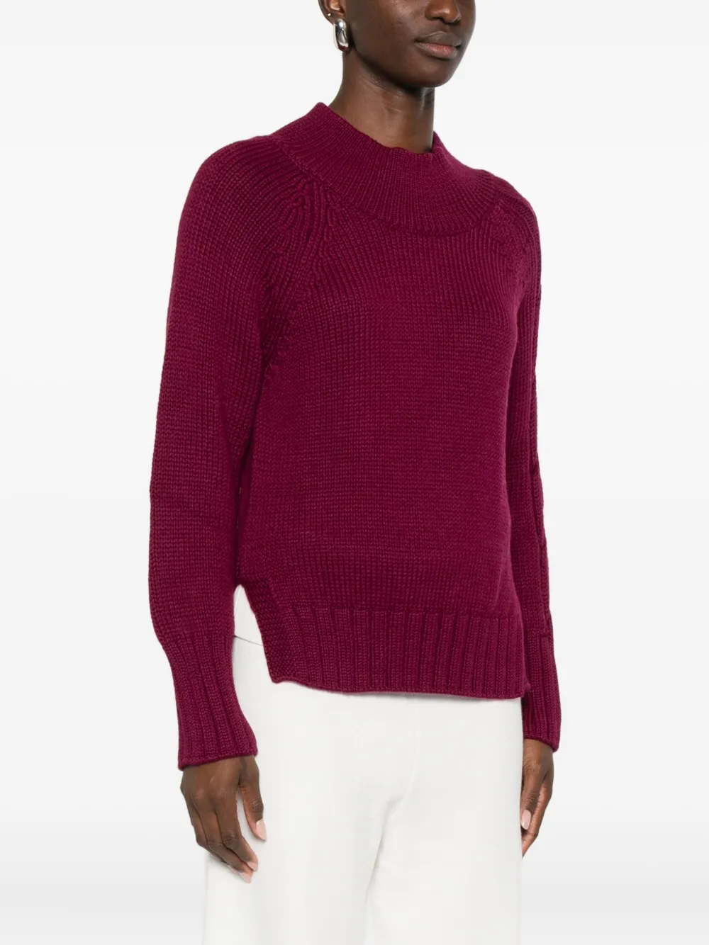 Intrecci Cable-knit Crew-neck Sweater In Red