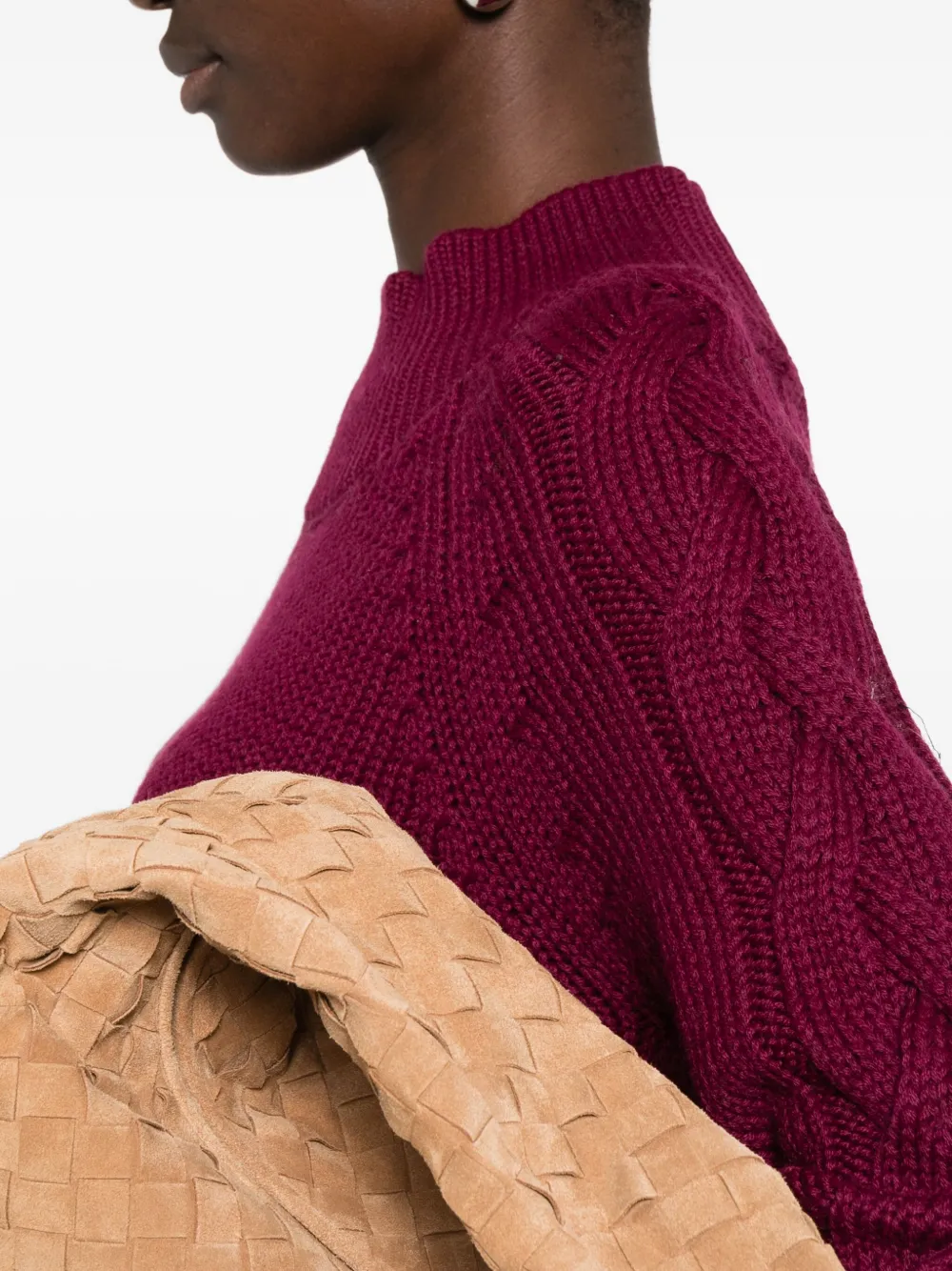Intrecci Cable-knit Crew-neck Sweater In Red