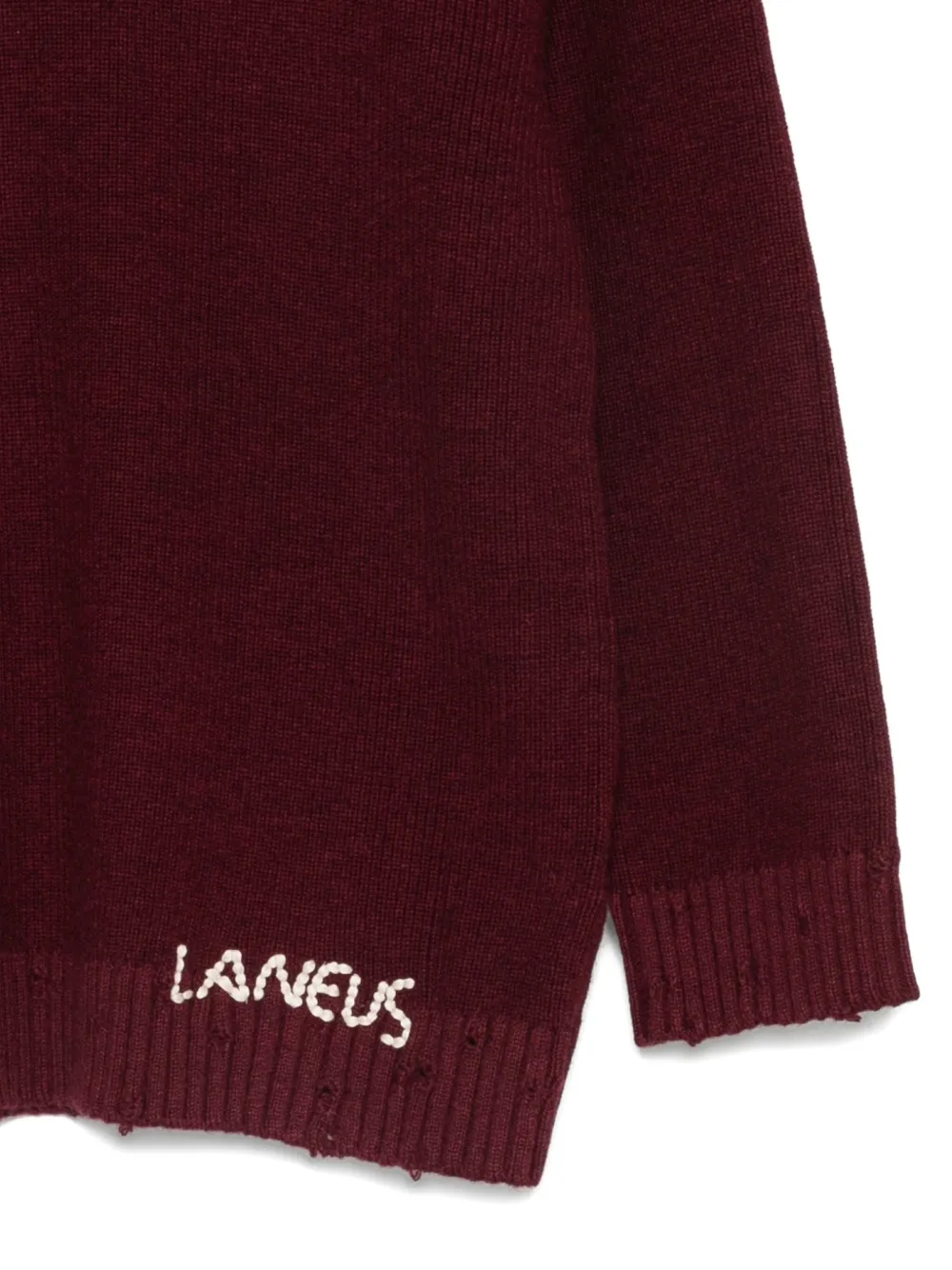 Laneus Trui met gerafelde afwerking Rood