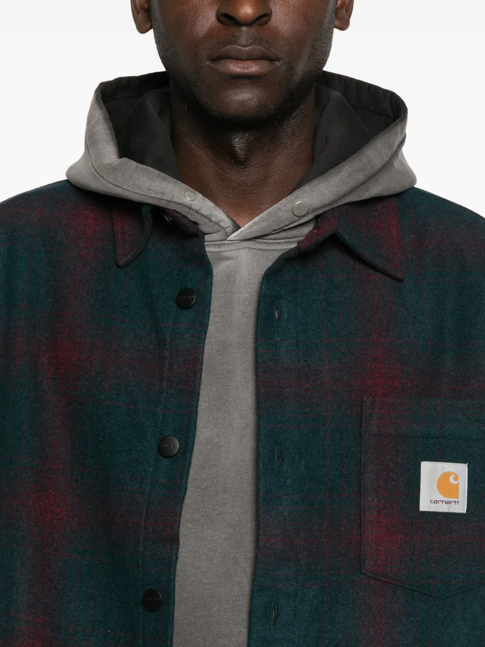 Carhartt Long Sleeve Plaid Shirt With Chest Pocket In Green