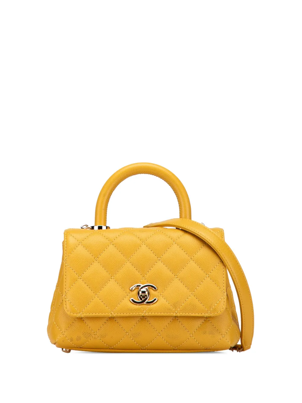 CHANEL Pre-Owned 2021-2025 エクストラミニ マトラッセ キャビア ココ トップハンドル サッチェルバッグ - CHANEL Pre-Owned 2021-2025 エクストラミニ マトラッセ キャビア ココ トップハンドル サッチェルバッグ -