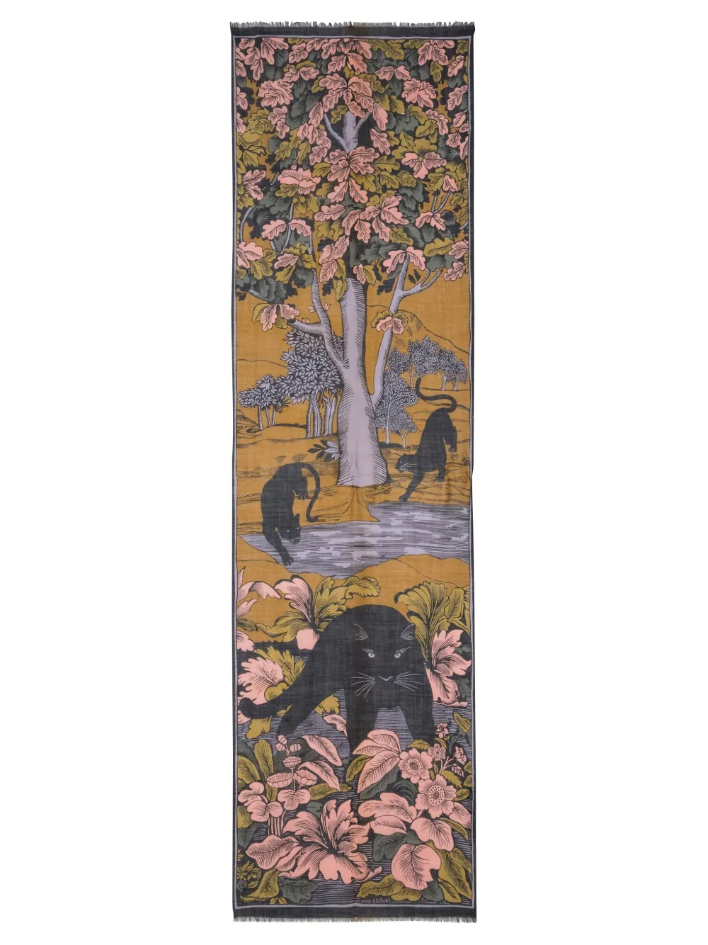 Inoui Editions Panthere Floral Scarf In Orange