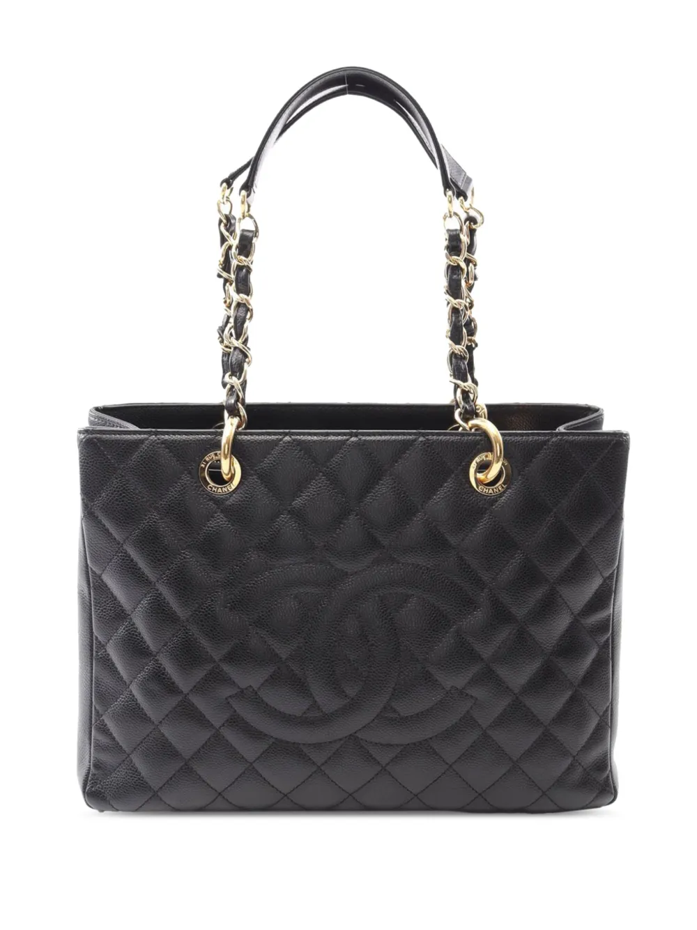 CHANEL Pre-Owned 2014-2015 キャビア グランド ショッピング トートバッグ - ブラック CHANEL Pre-Owned 2014-2015 キャビア グランド ショッピング トートバッグ - ブラック