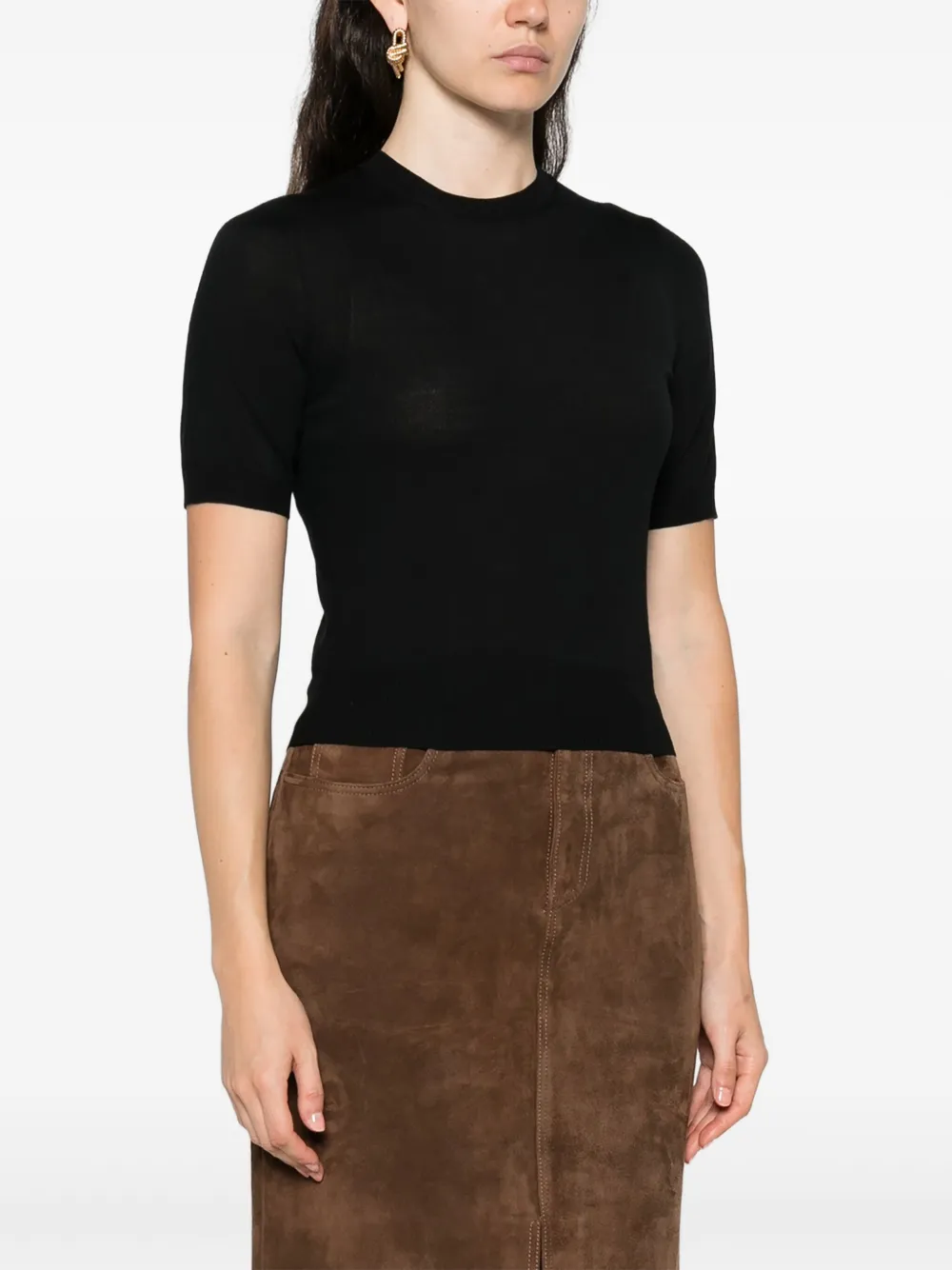  Goes Botanical Short-sleeve Sweater - Black 