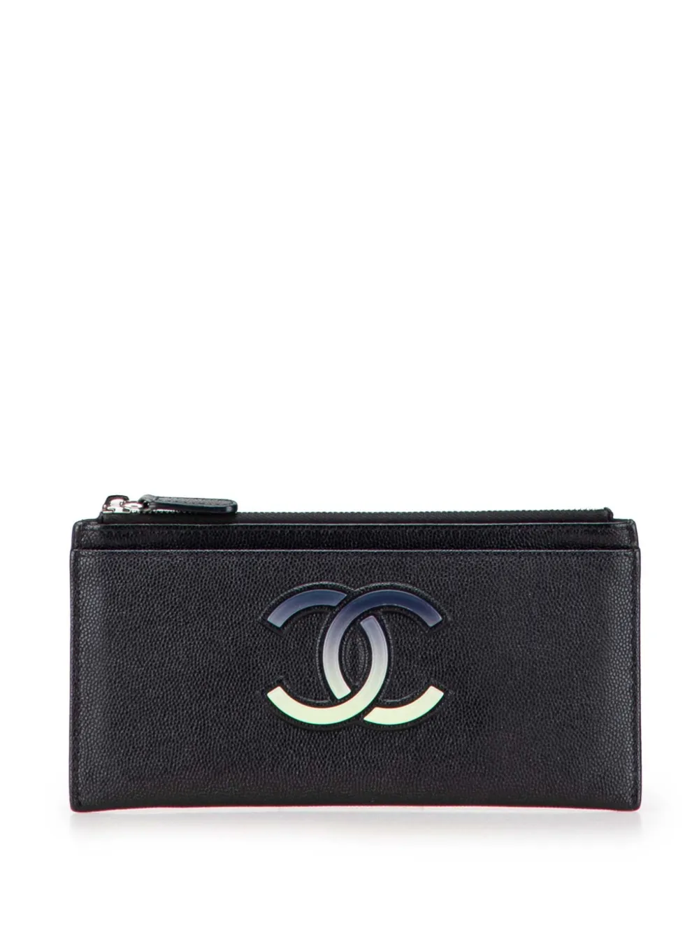 CHANEL Pre-Owned 2019 ココマーク キャビア クラシック ジップ ポーチ - ブラック CHANEL Pre-Owned 2019 ココマーク キャビア クラシック ジップ ポーチ - ブラック