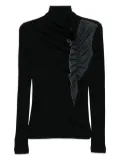 Y's denim-patch top - Black