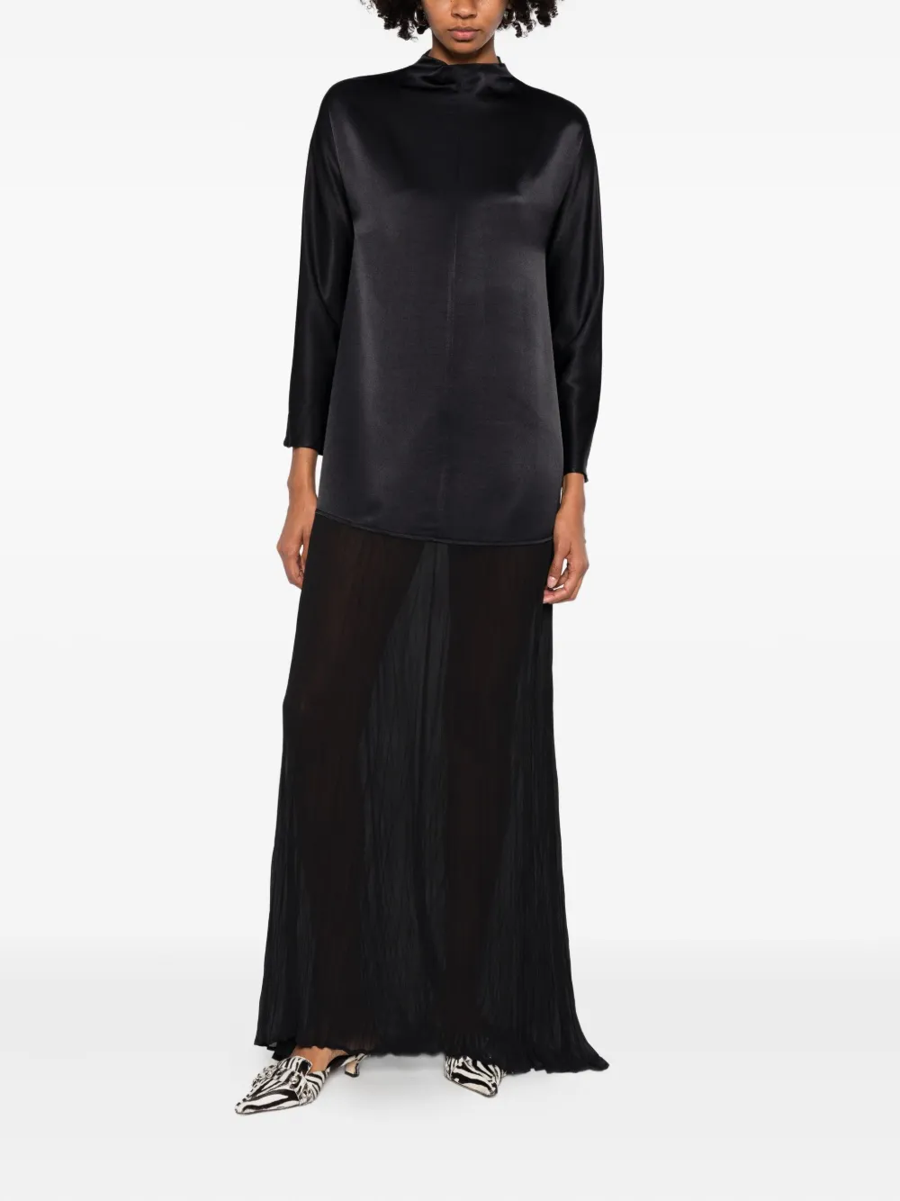 RAME sheer-panel dress - Zwart