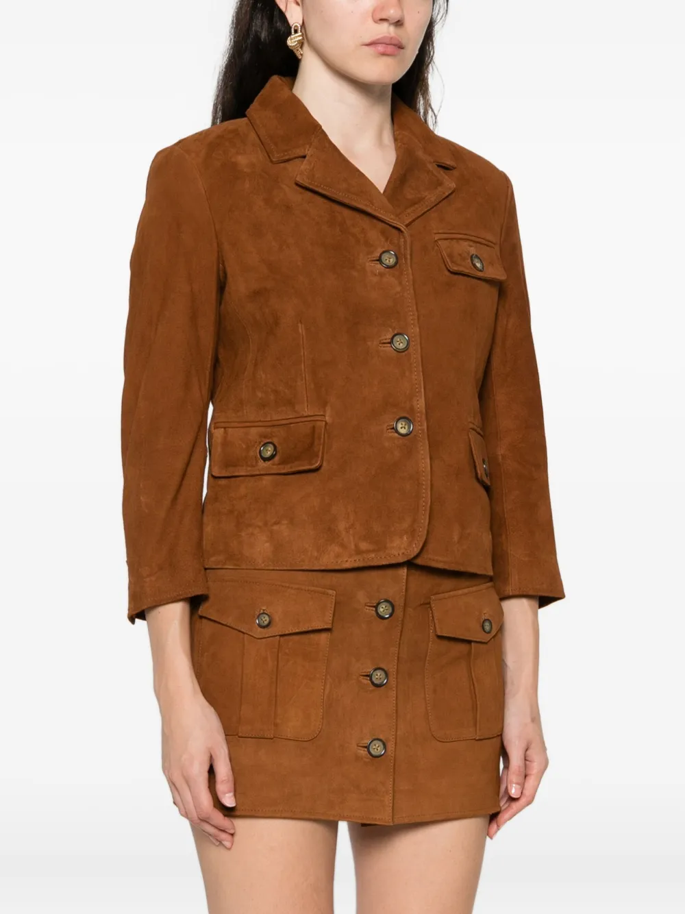 The Garment Suède jack met zak Bruin