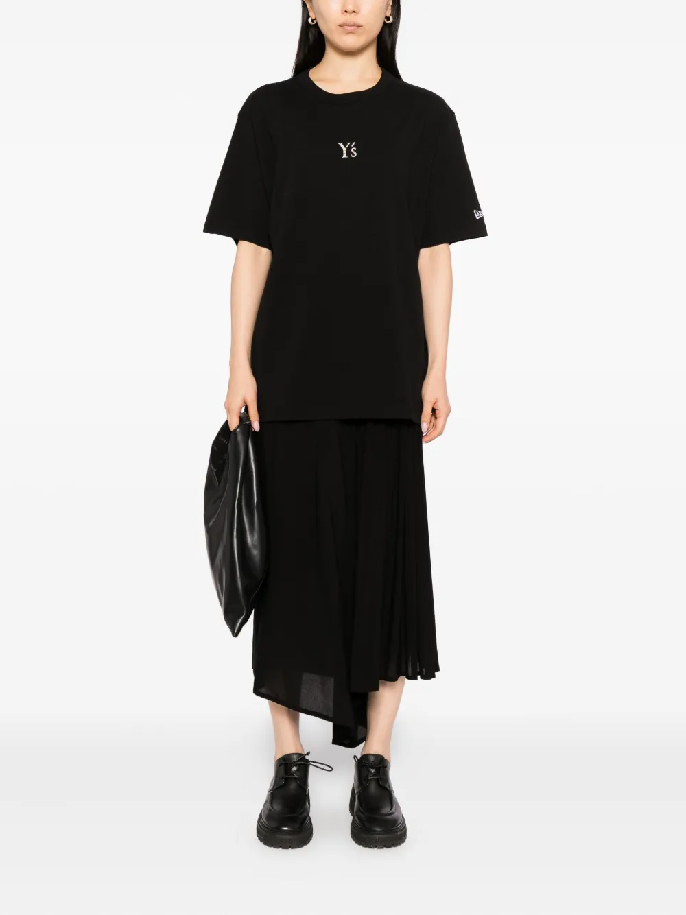 Y's x New Era T-shirt met logoprint Zwart