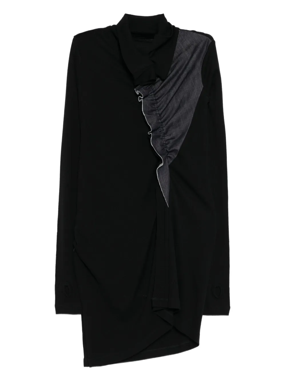 Y's Denim-patch Top In Black