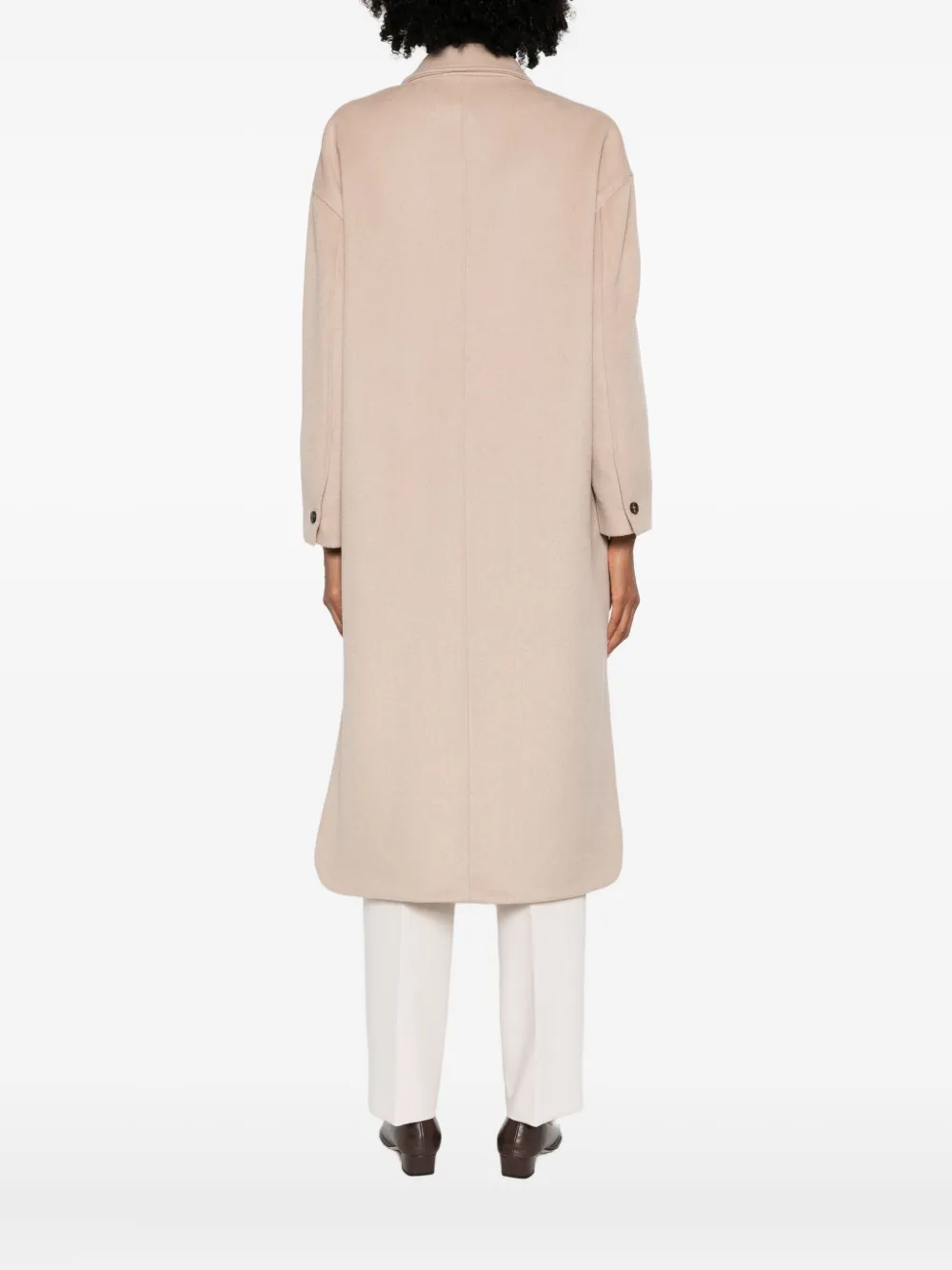 Rame Double-breasted Flap-pocket Coat In Brown
