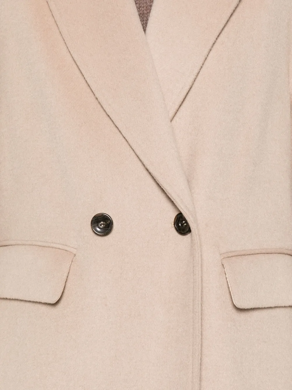 Rame Double-breasted Flap-pocket Coat In Brown