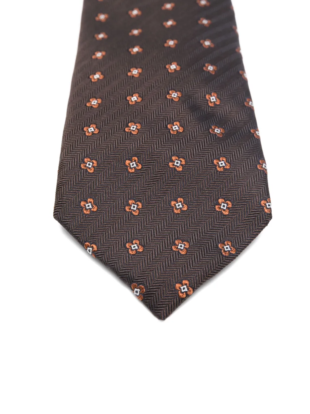 Corneliani Floral-pattern Tie In Brown