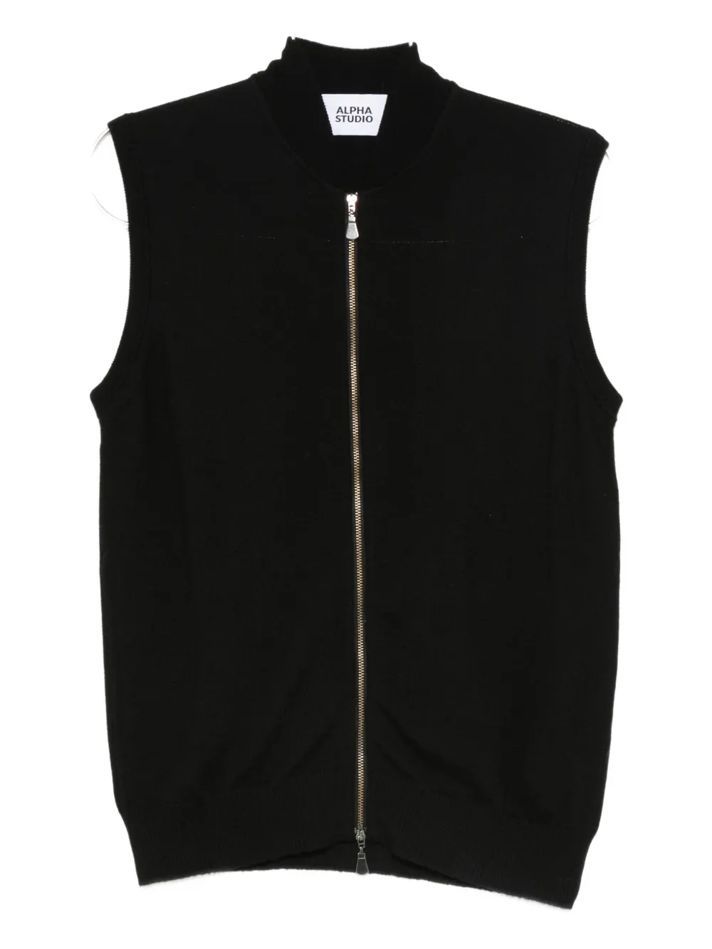Alpha Studio Zip-up Vest In Black