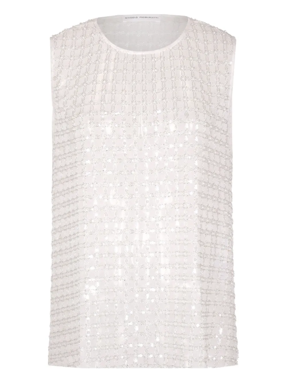 Niccolò Pasqualetti floral embroidered tulle top - Bianco