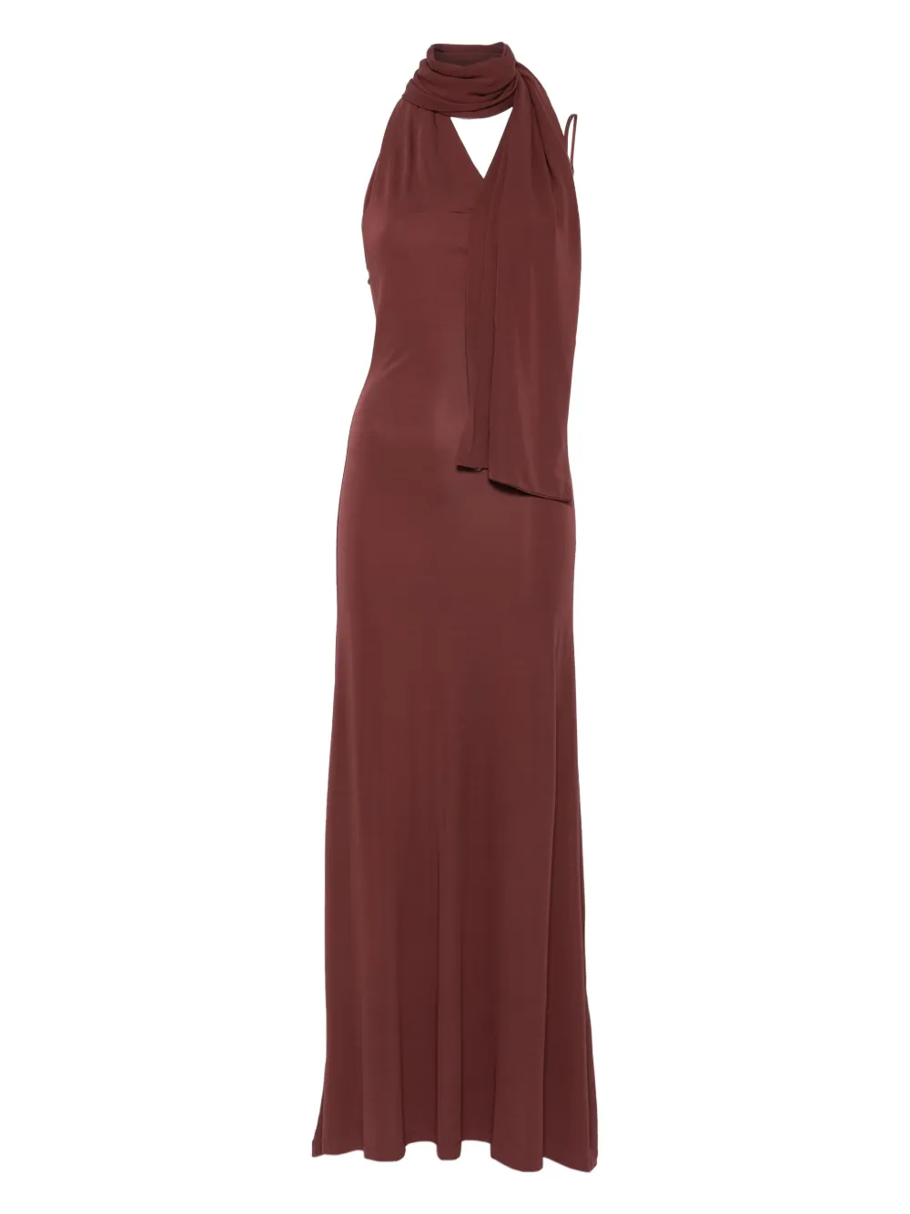 Aya Muse Wisp Draped Stretch-jersey Maxi Dress In Brown