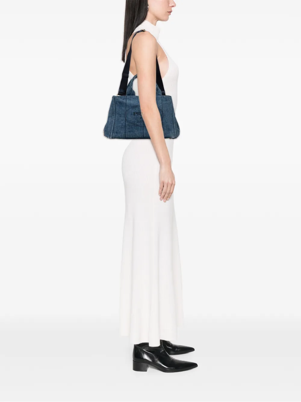 Prada Pre-Owned 2010-2025 Denim Canapa Logo satchel | Pre-Owned | Image 2