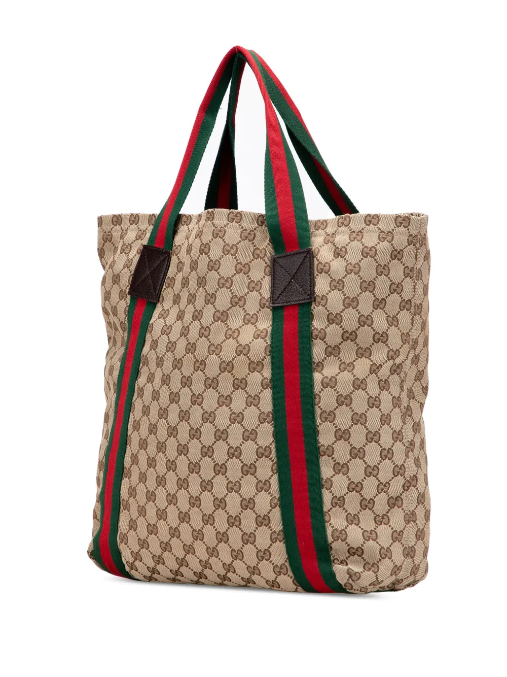 Pre-owned Gucci 2000-2015 Gg Canvas Web Tote Bag In Brown