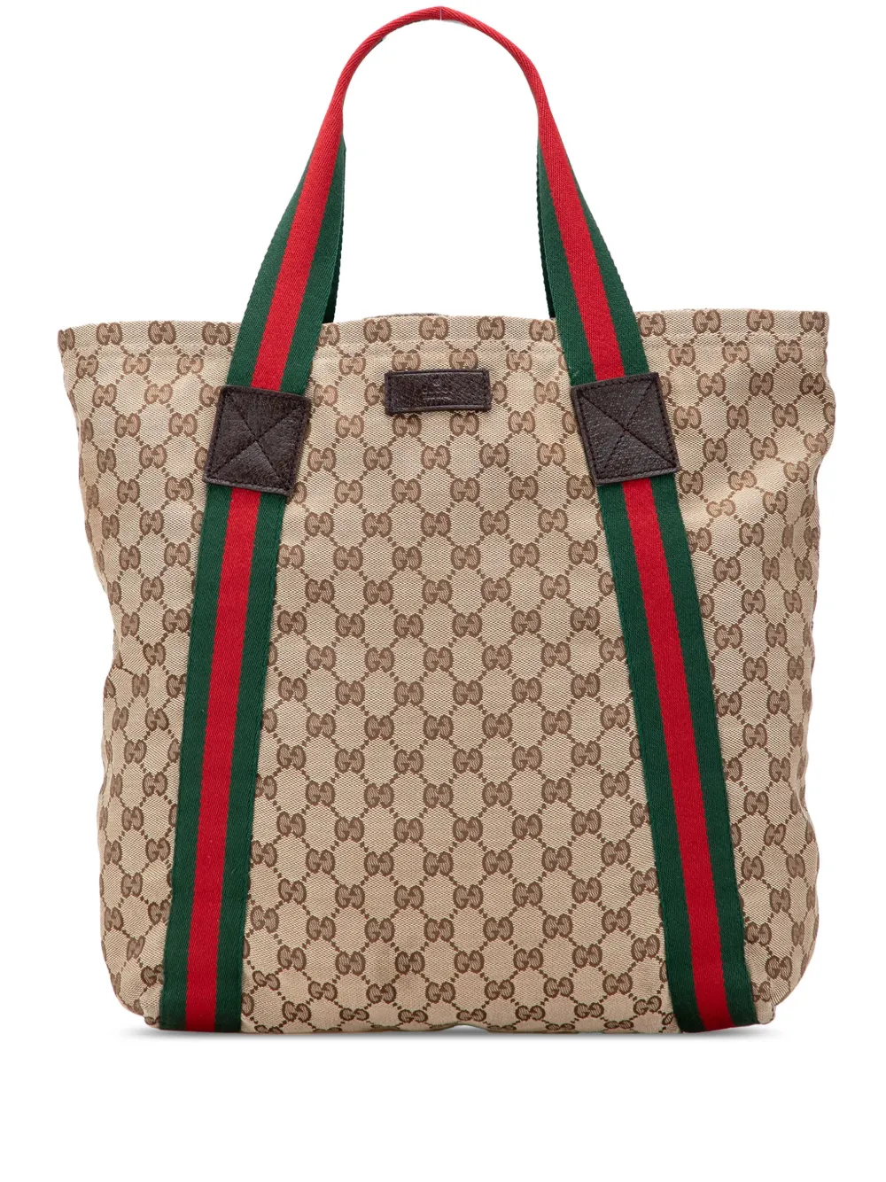Pre-owned Gucci 2000-2015 Gg Canvas Web Tote Bag In Brown