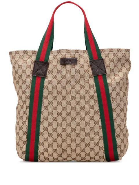 Gucci Pre-Owned Borsa tote in tela GG con decorazione Web 2000-2015
