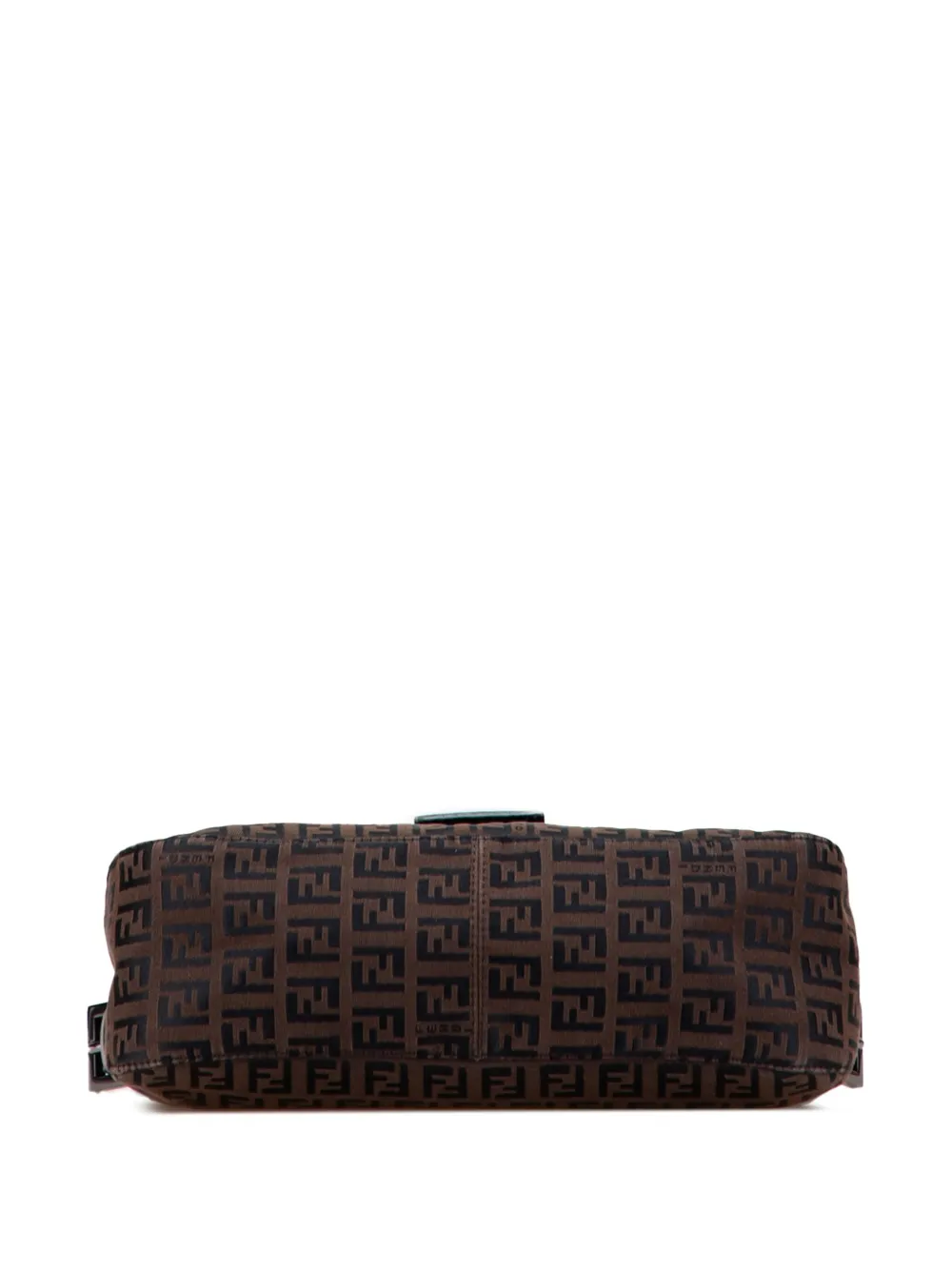 Pre-owned Fendi 2000-2010 Zucchino Canvas Double Flap Shoulder Bag In Brown