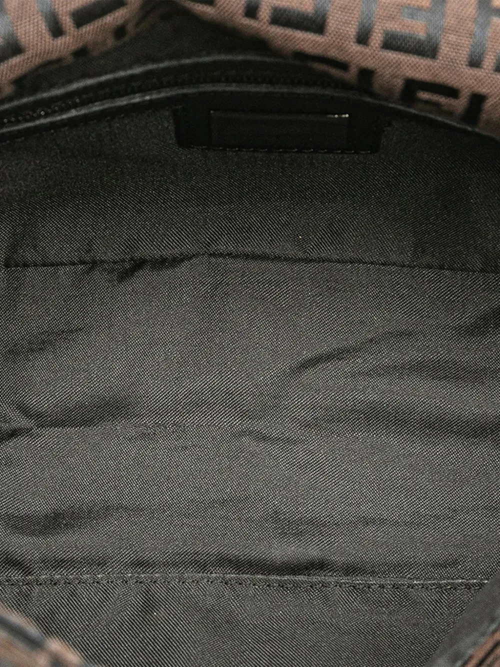 Pre-owned Fendi 2000-2010 Zucchino Canvas Double Flap Shoulder Bag In Brown