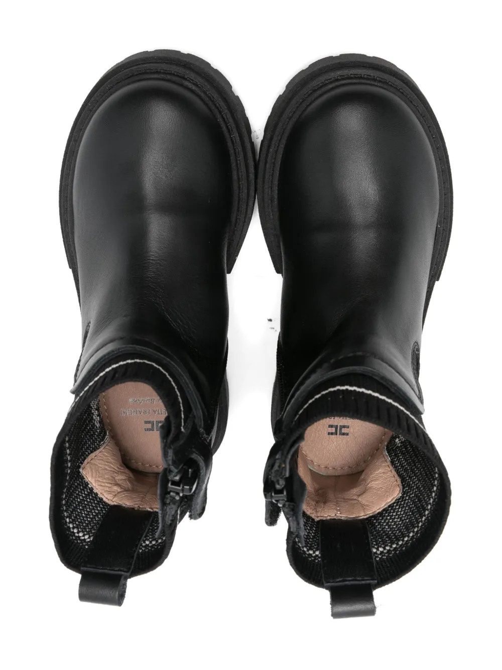 Elisabetta Franchi La Mia Bambina Leather Boots In Black