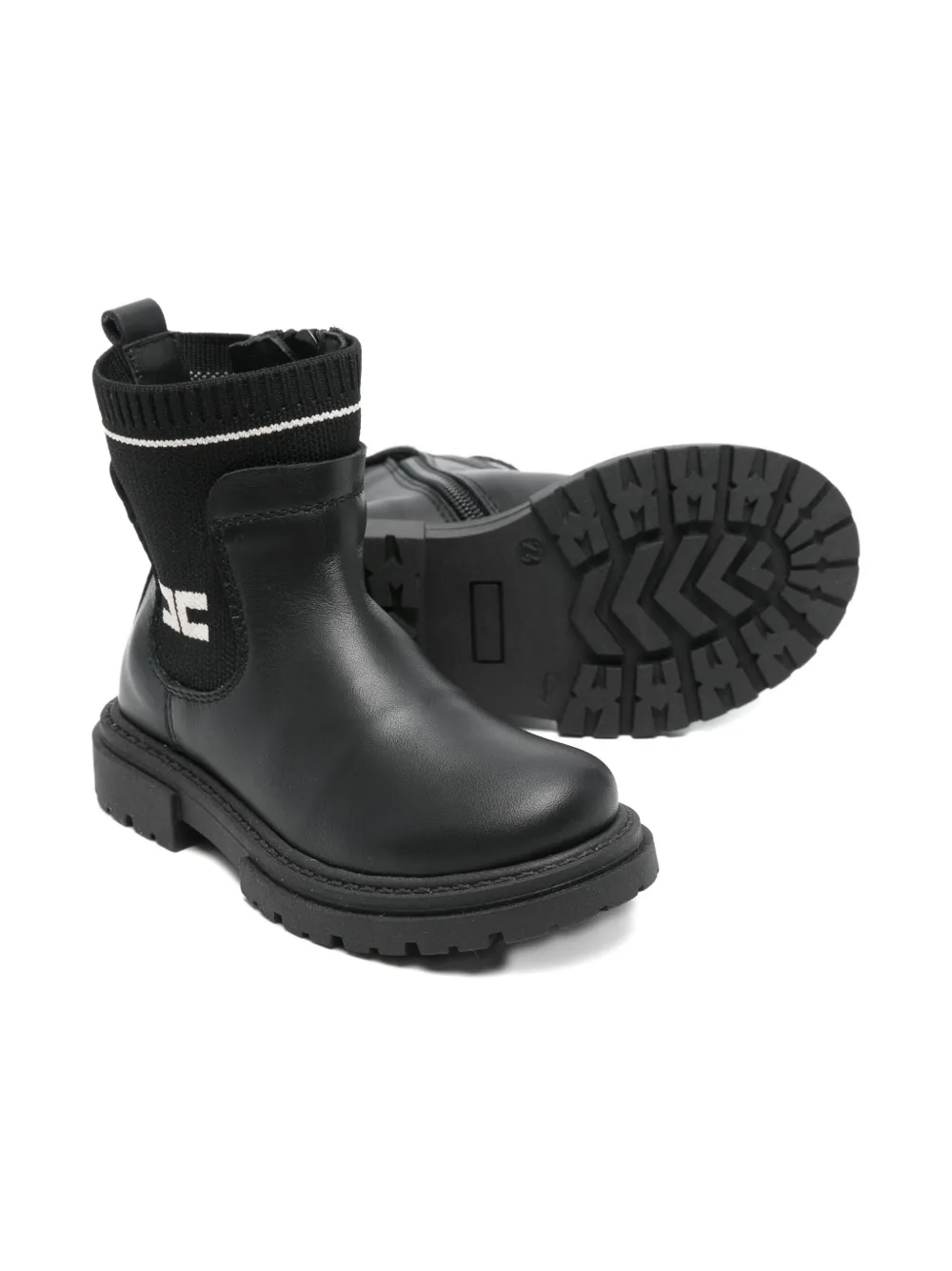 Elisabetta Franchi La Mia Bambina Leather Boots In Black