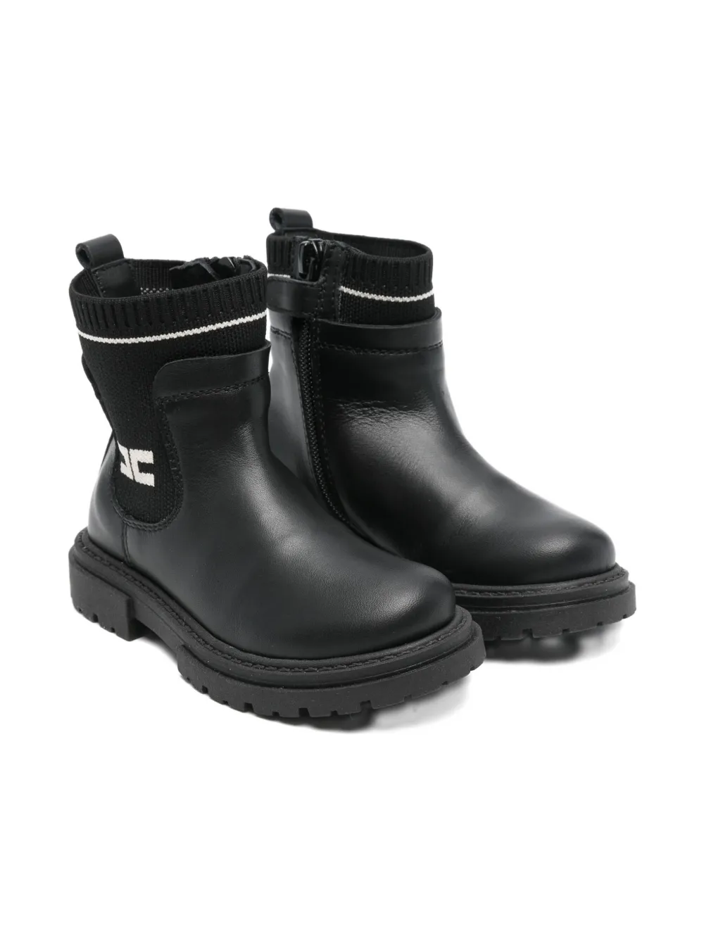 Elisabetta Franchi La Mia Bambina Leather Boots In Black