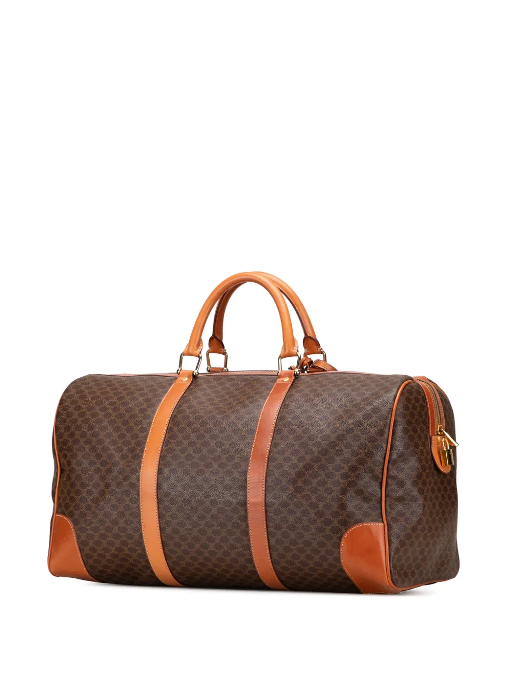 Pre-owned Celine 1998 Macadam Coated Canvas Travel Bag In Brown