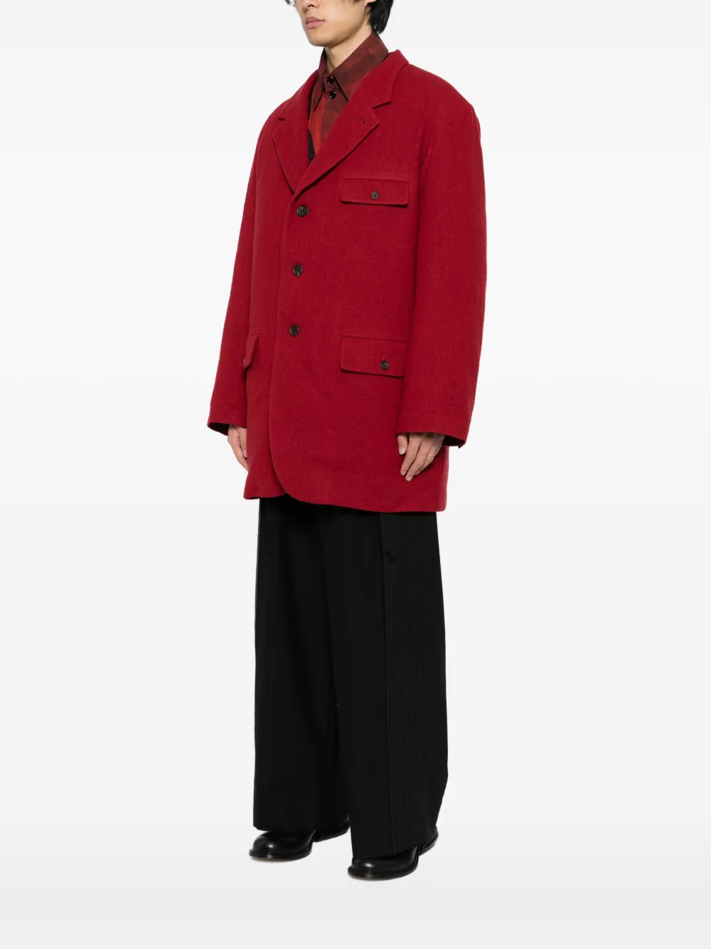 Yohji Yamamoto Jas met enkele rij knopen Rood