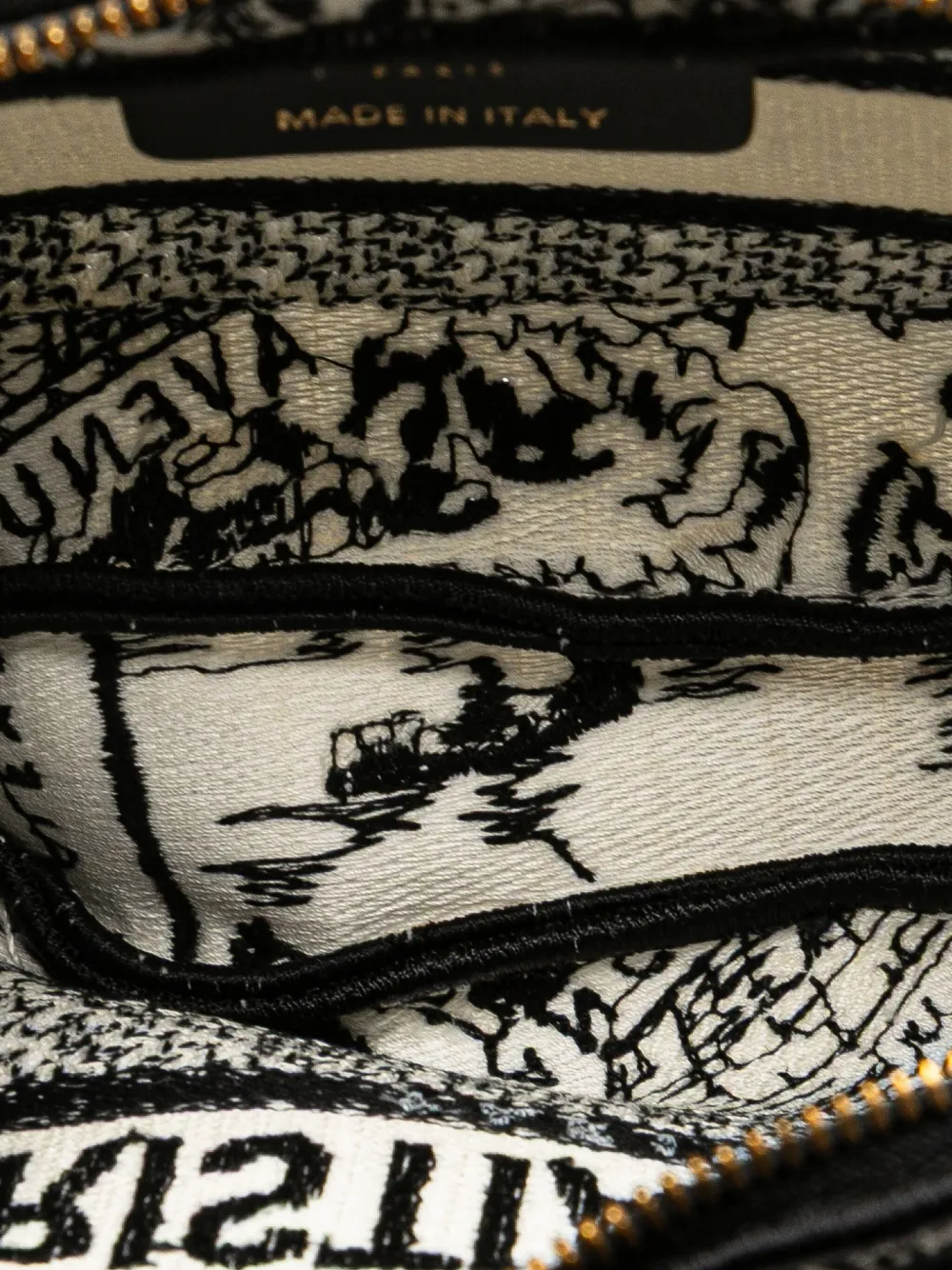Pre-owned Dior 2023 Canvas Embroidered Plan De Paris Cosmetic Pouch In Black