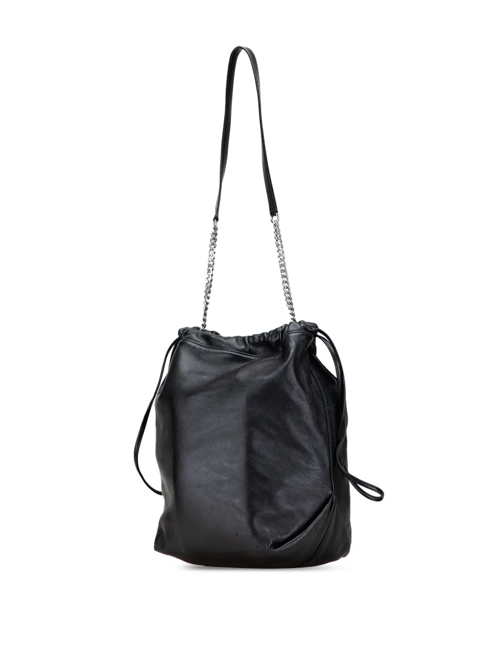 Pre-owned Saint Laurent 2018 Small Lambskin Teddy Bucket Bag In Black
