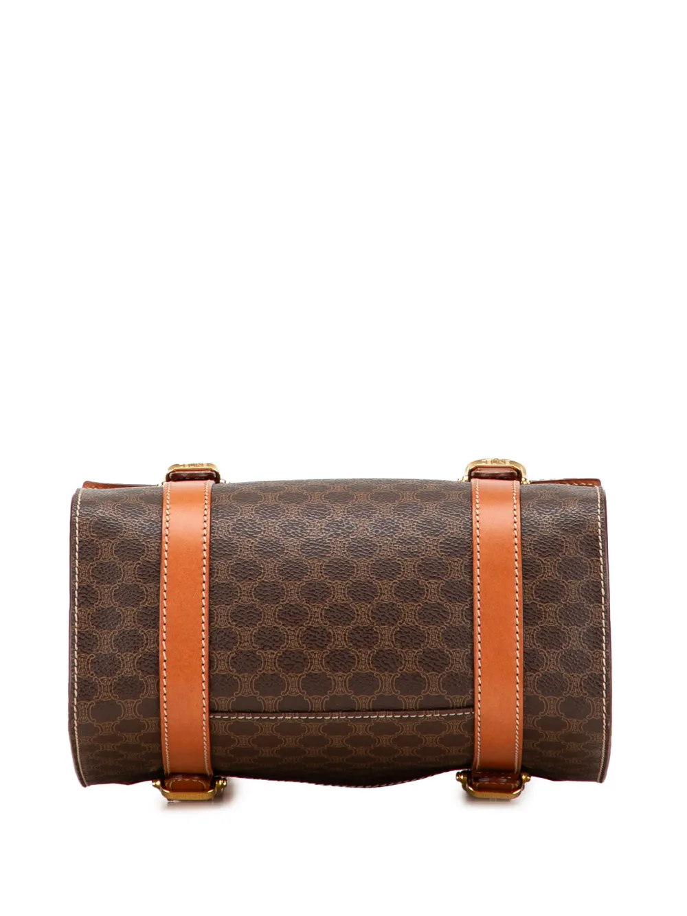 Pre-owned Celine 1997 Macadam Coated Canvas Triomphe Blason Handbag In Brown