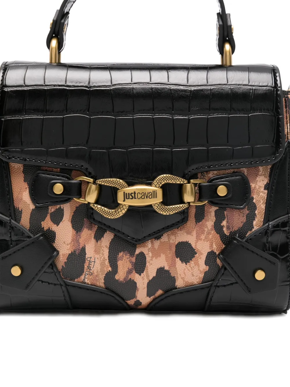 Just Cavalli Leopard-print Tote Bag In Black
