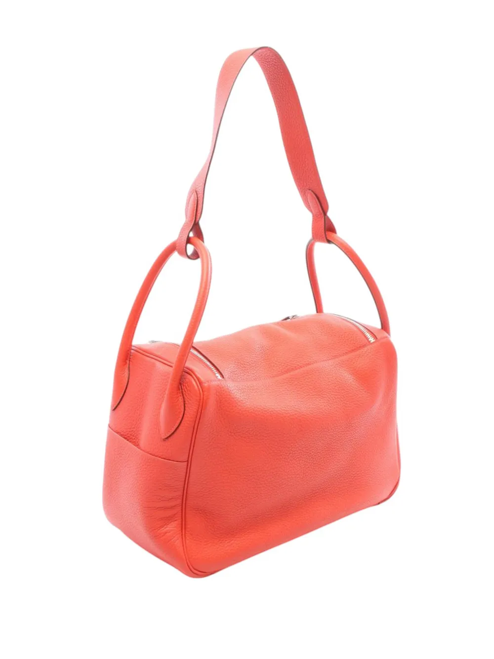 Pre-owned Hermes 2014 Clemence Lindy 34 Satchel In Red
