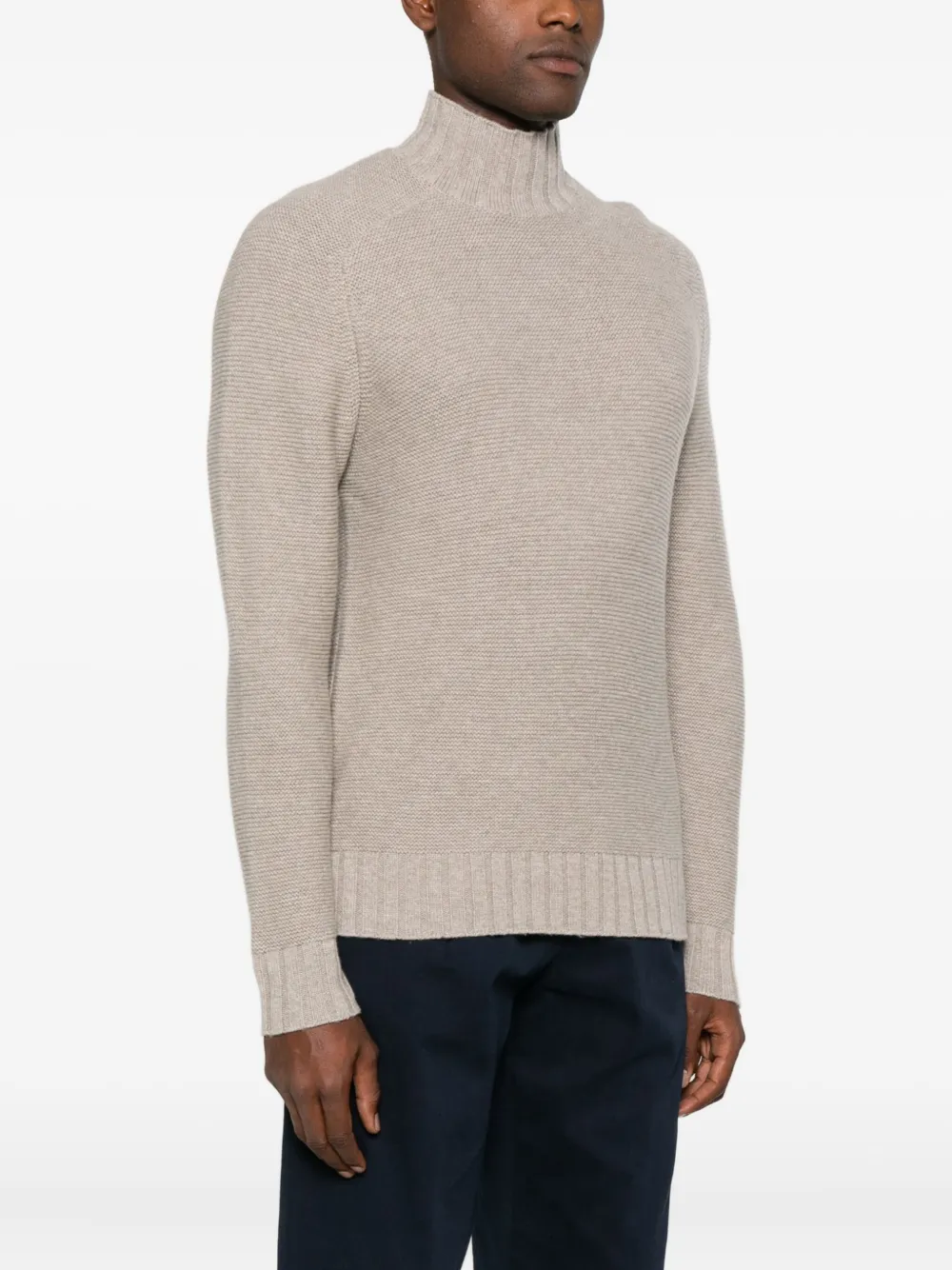 Alpha Studio High-neck Sweater In Neutral