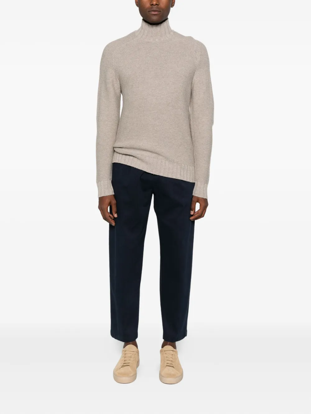 Alpha Studio High-neck Sweater In Neutral