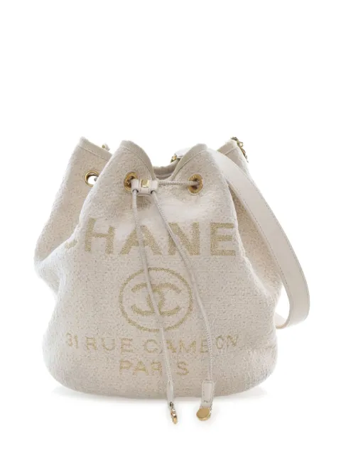 CHANEL Pre-Owned 2019 Small Tweed Deauville Drawstring bucket bag