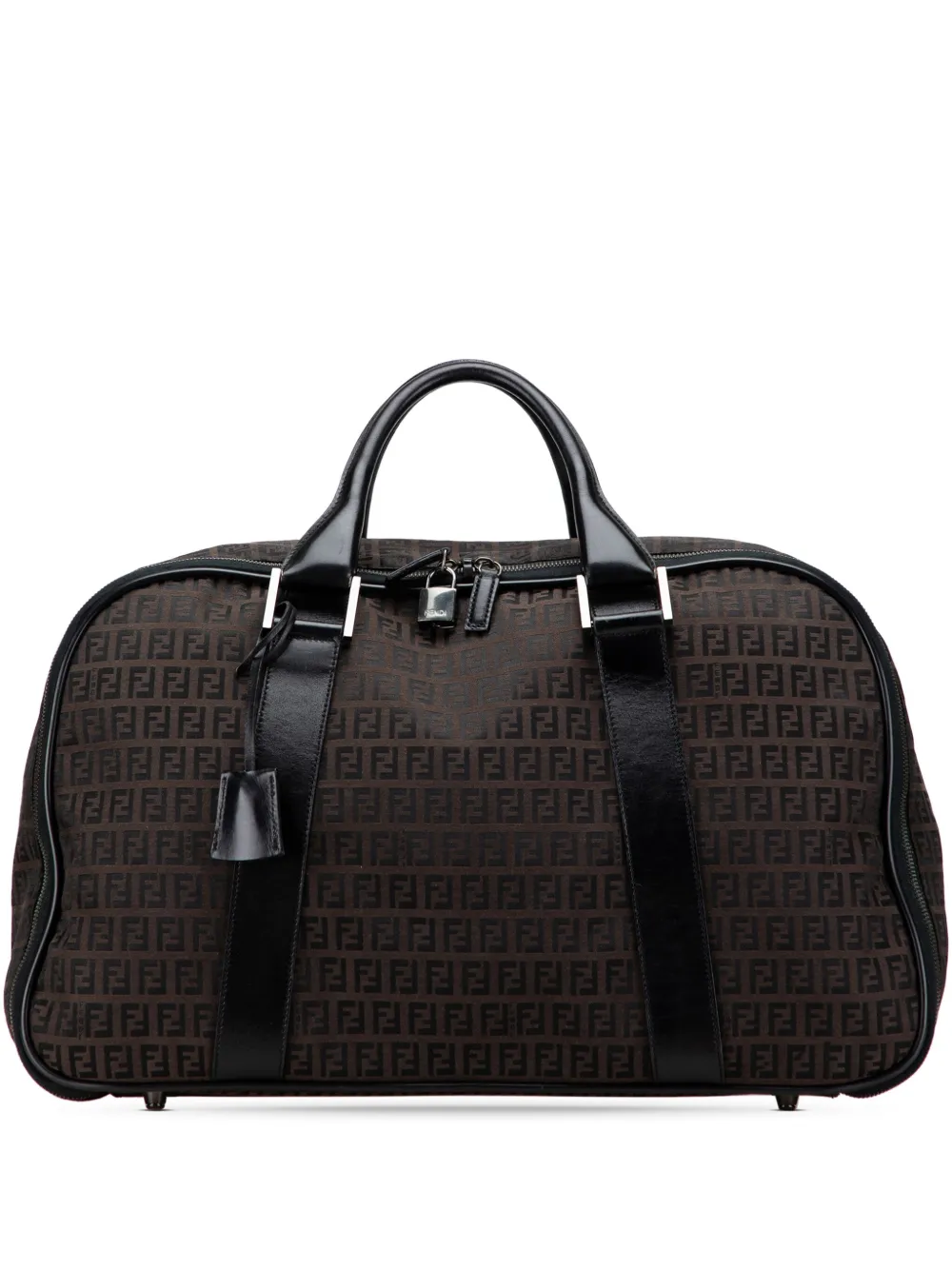 Pre-owned Fendi 2000-2010 Zucchino Canvas Travel Bag In Brown