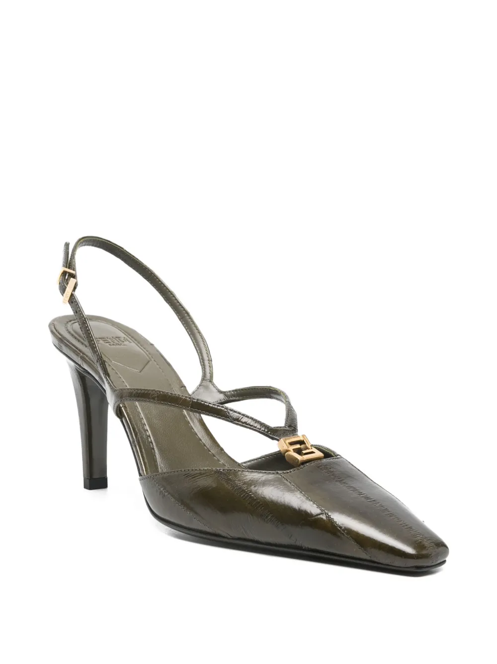 FENDI 85 mm FFold slingback pumps Groen