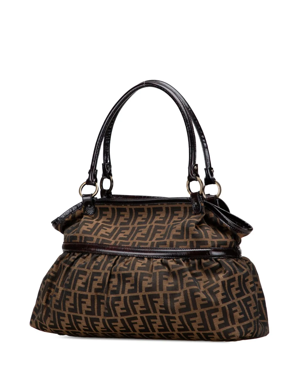 Pre-owned Fendi 2000-2010 Large Zucca Canvas Chef Shoulder Bag In Brown
