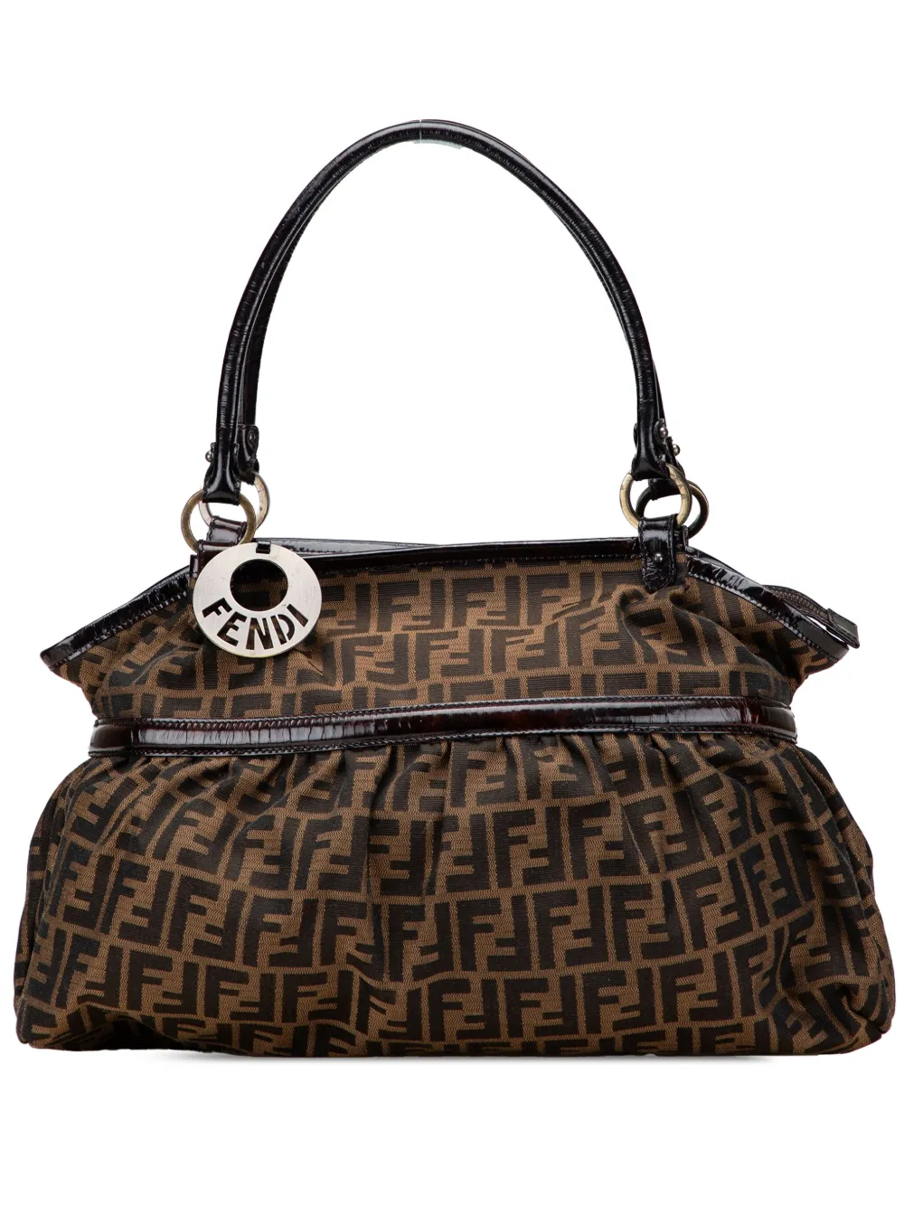 Pre-owned Fendi 2000-2010 Large Zucca Canvas Chef Shoulder Bag In Brown