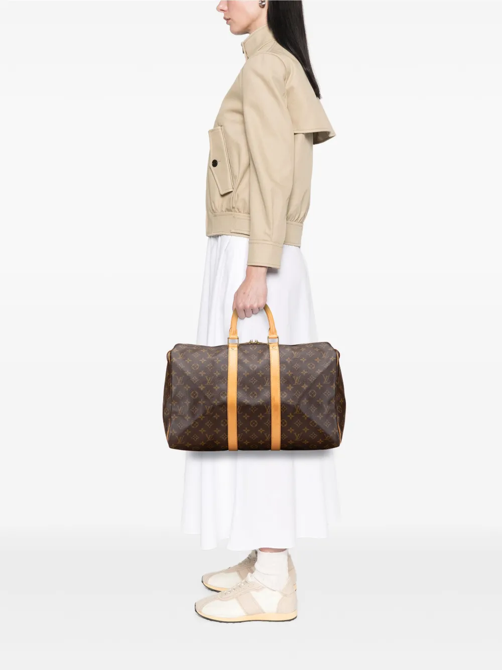 Pre-owned Louis Vuitton 1999 Monogram Keepall 45 Travel Bag In Brown