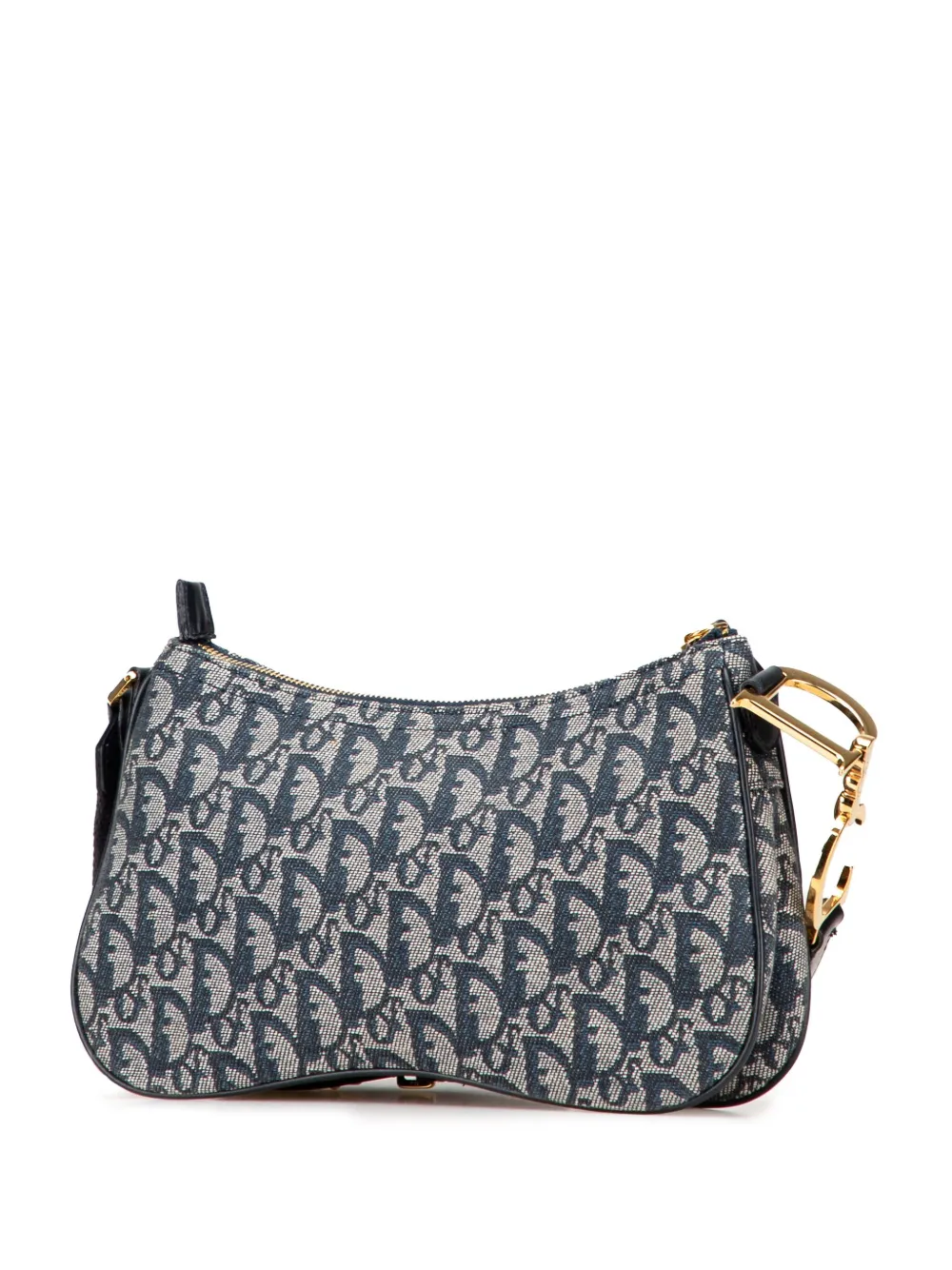 Pre-owned Dior 2004 Issimo Trotter Canvas Double Saddle Crossbody Bag In Blue