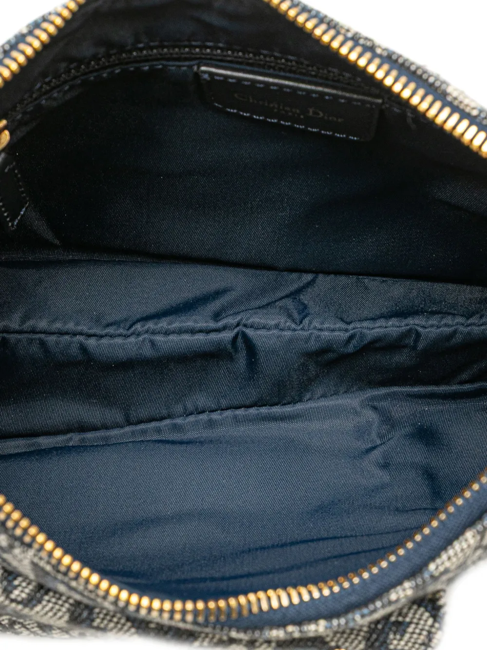 Pre-owned Dior 2004 Issimo Trotter Canvas Double Saddle Crossbody Bag In Blue