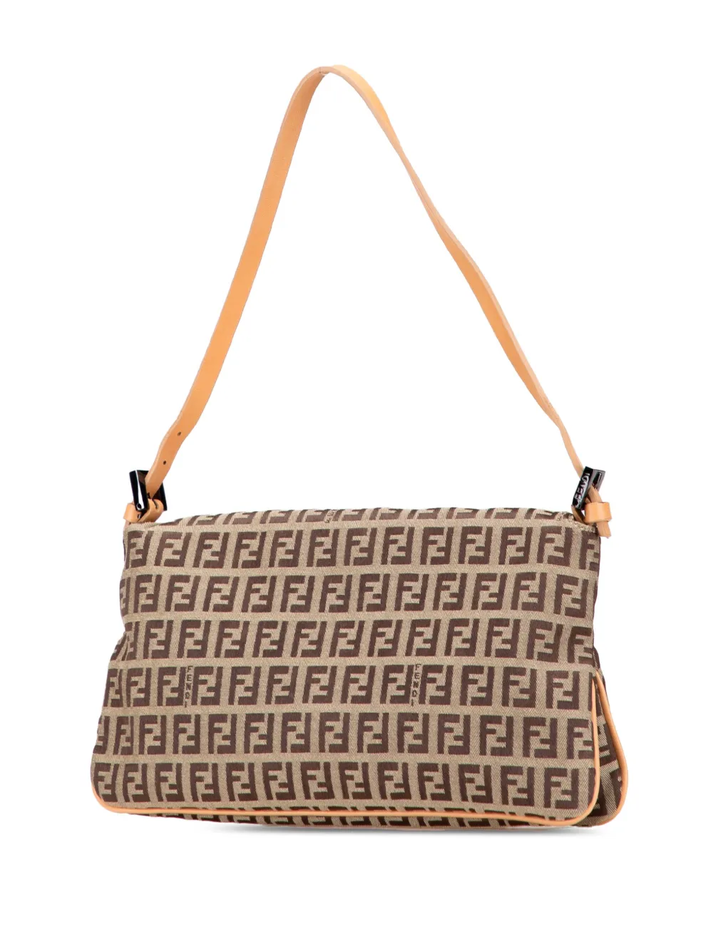 Pre-owned Fendi 20th Century Zucchino Canvas Double Flap Shoulder Bag In Brown