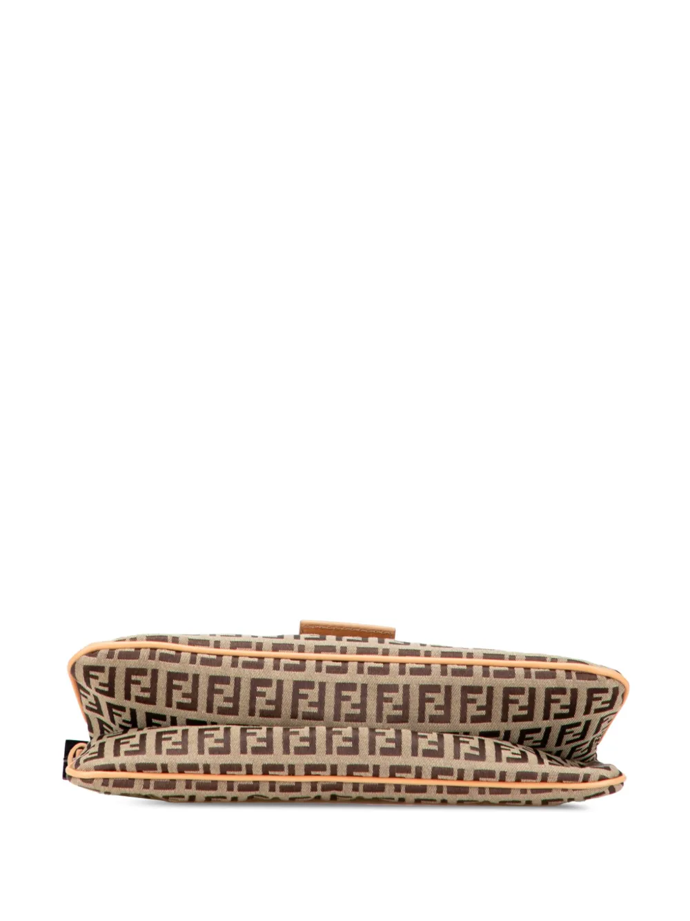 Pre-owned Fendi 20th Century Zucchino Canvas Double Flap Shoulder Bag In Brown