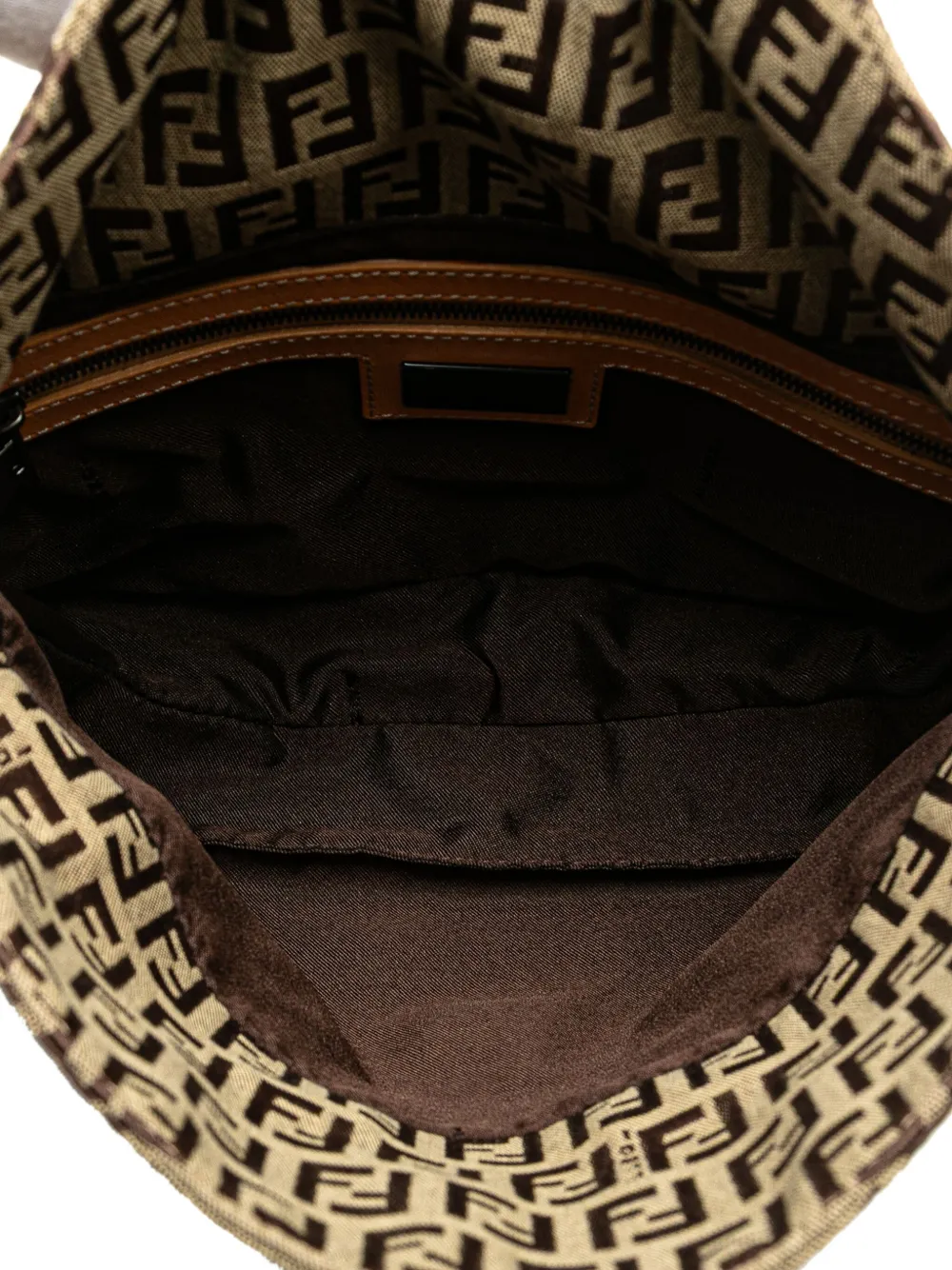 Pre-owned Fendi 20th Century Zucchino Canvas Double Flap Shoulder Bag In Brown